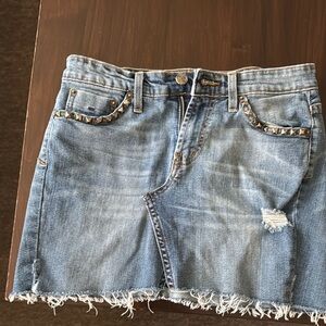 Studded Denim Mini Skirt